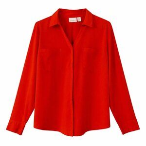 CHICO'S Sunset Red Soft Drape Long Sleeved Blouse - Size XL